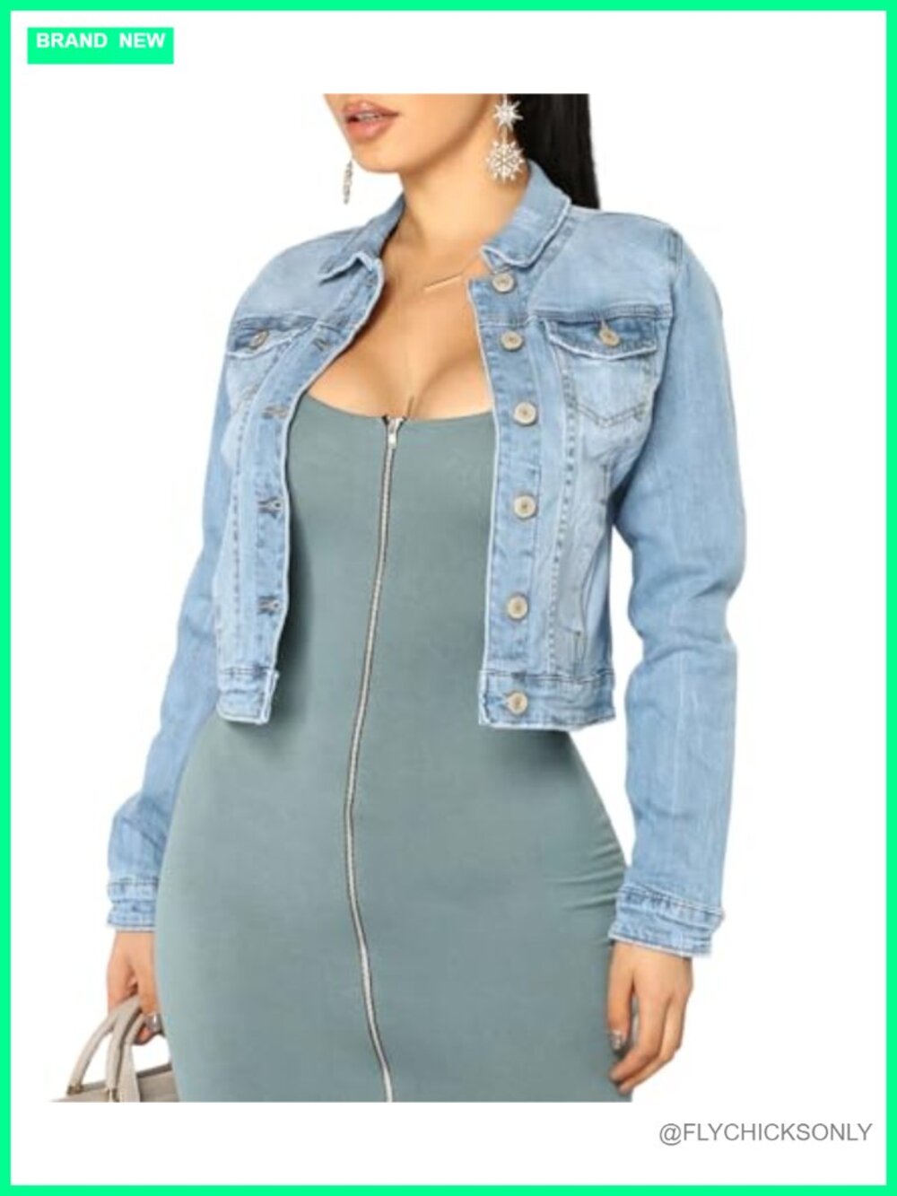 Women's Denim Jacket Long Sleeve Button Boyfriend Jean Trucker